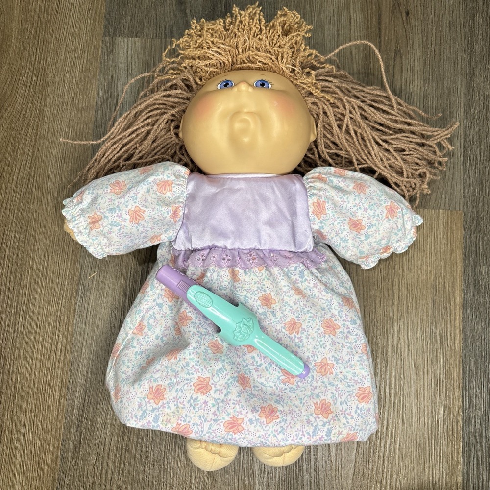Hasbro 1990 Cabbage Patch Kid Pretty Crimp N‎ Curl Doll Blue Eyes Brown Hair